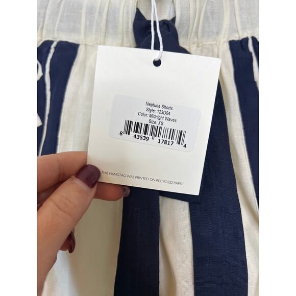 NWT Carolina K Neptune Self-Tie Shorts White & Navy Midnight Waves - Picture 5 of 8